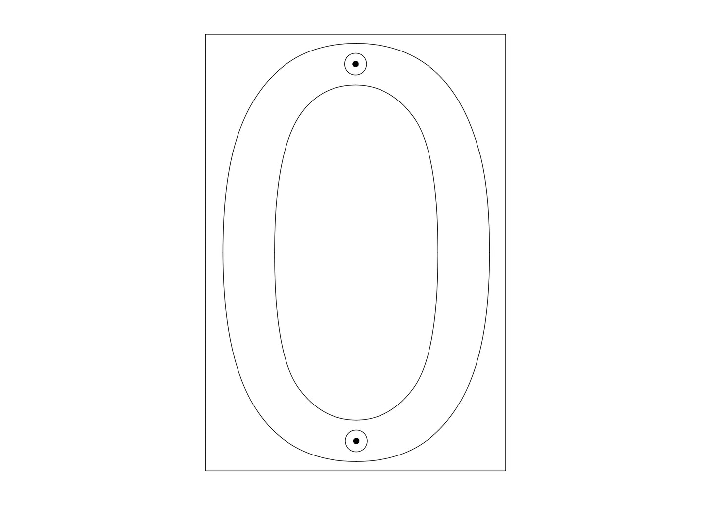 6 Inch 2D Stainless Steel House Number Zero