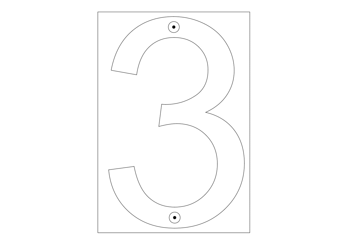 6 Inch 2D Stainless Steel House Number Three