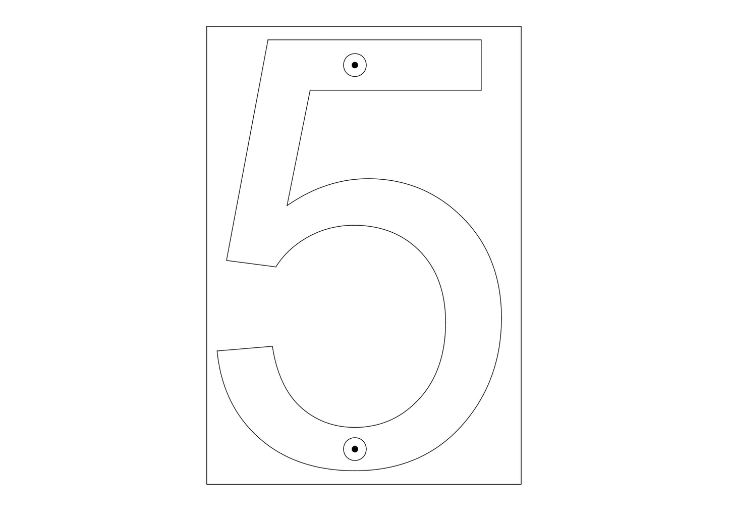 6 Inch 2D Stainless Steel House Number Five