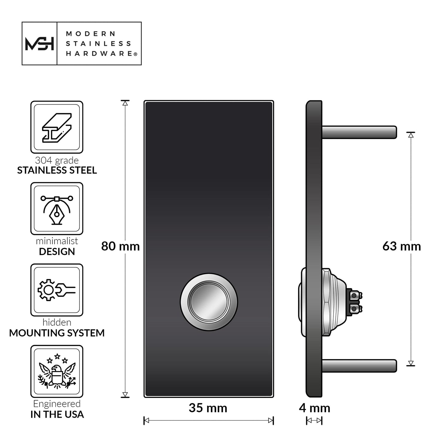 R7 Black Doorbell Button